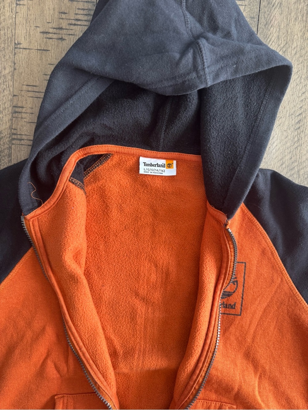 Timberland Kids Orange and Black Full-Zip Hoodie - Picture 10 of 12